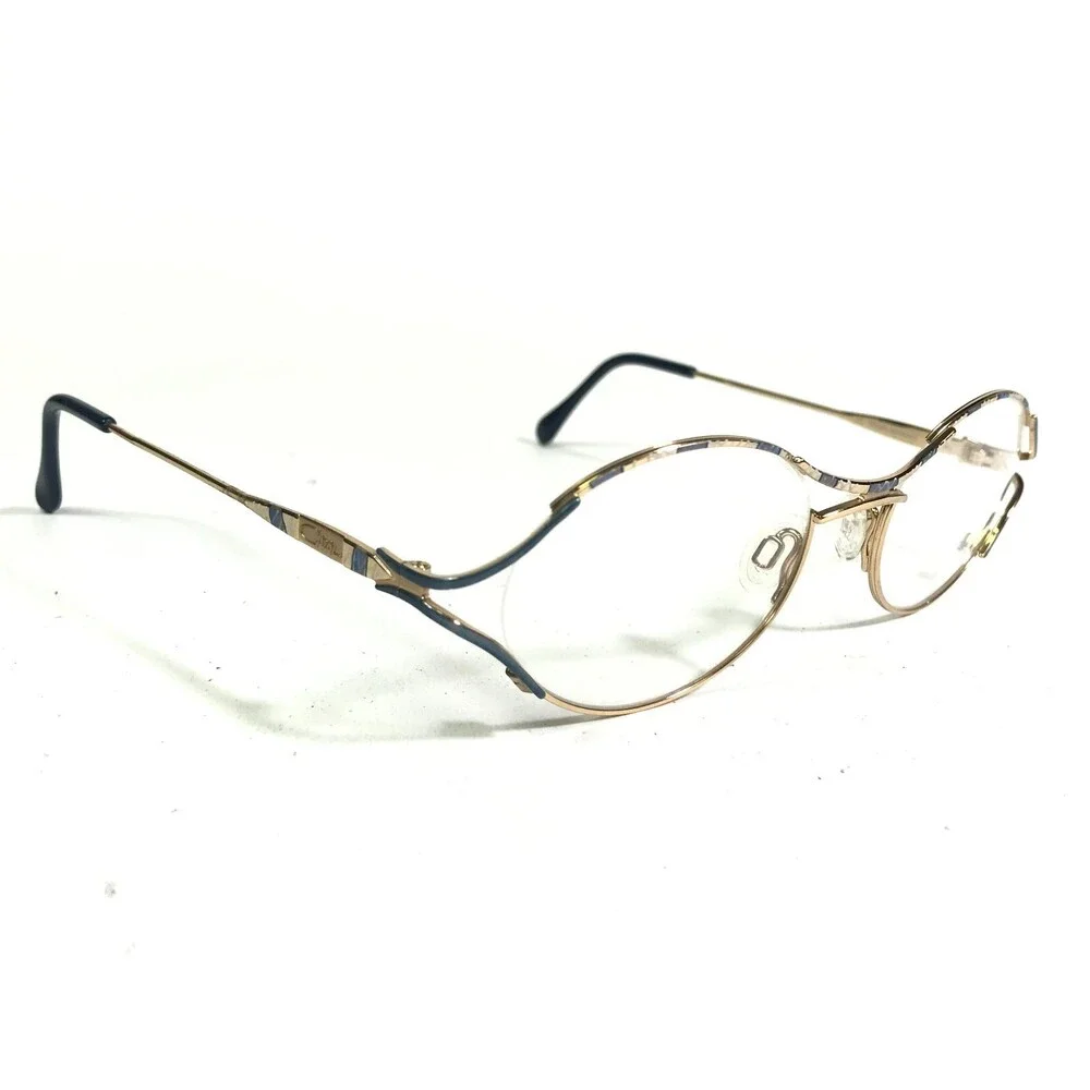 Cazal Eyeglasses Frames MOD.120 Col.810 Blue Gold Black Round Semi Rim 50-19-135